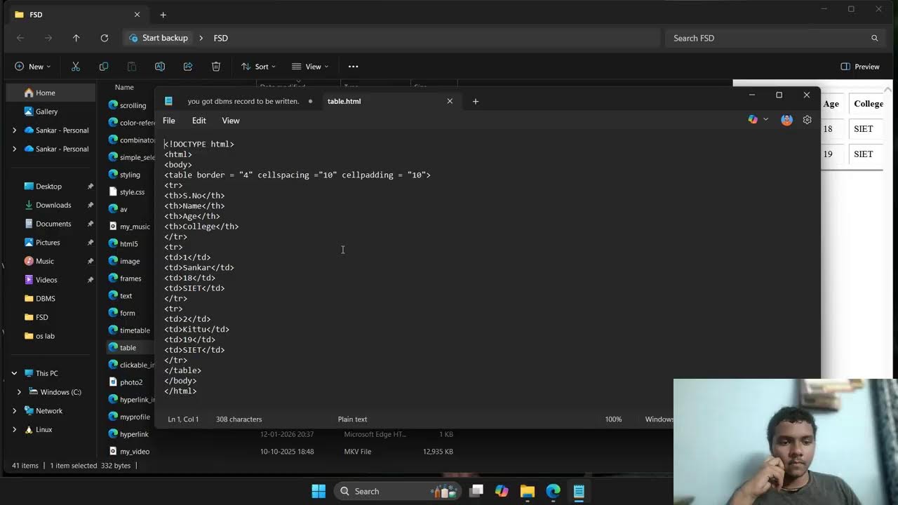 making a time table in html