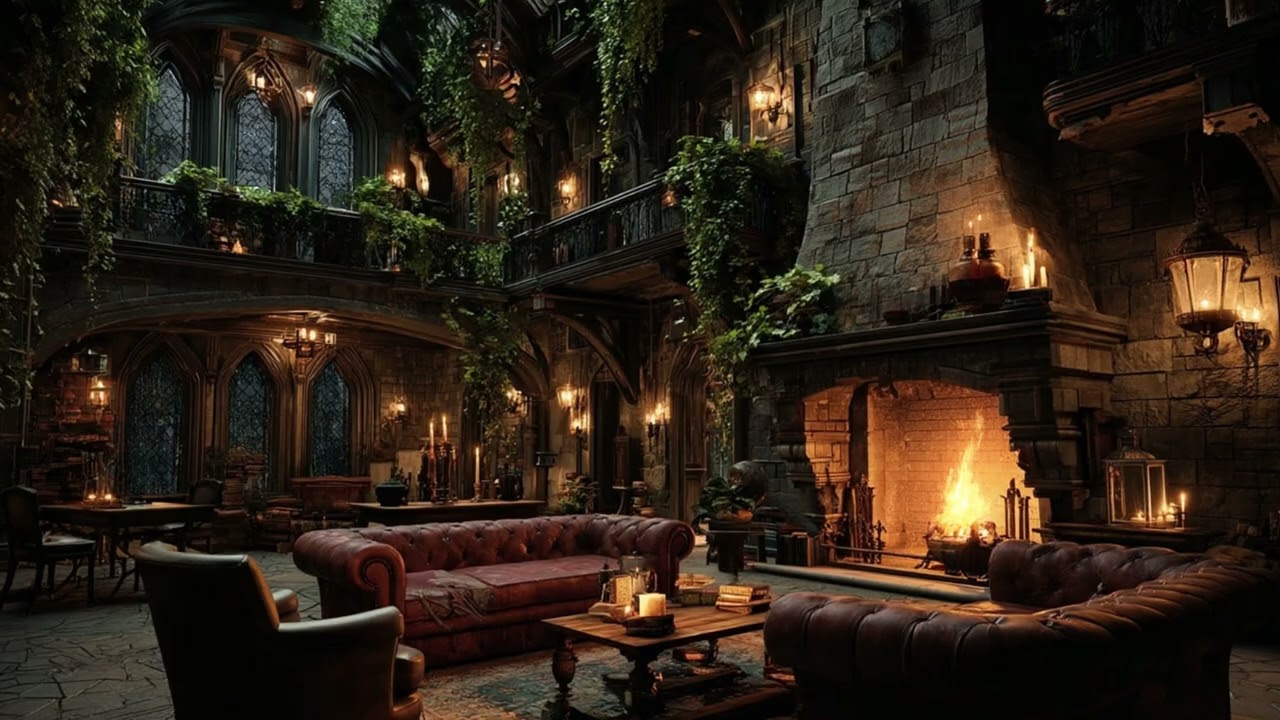 Cold Winter Night Rain and Low Thunder with Fireplace Glow for Deep Sleep and Relaxation