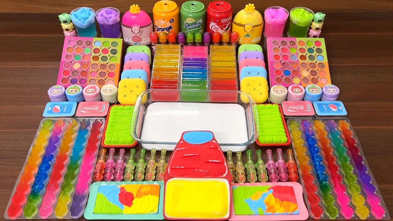 Satisfying Slime Mixing: Rainbow Nails & Beads Glossy Sounds!