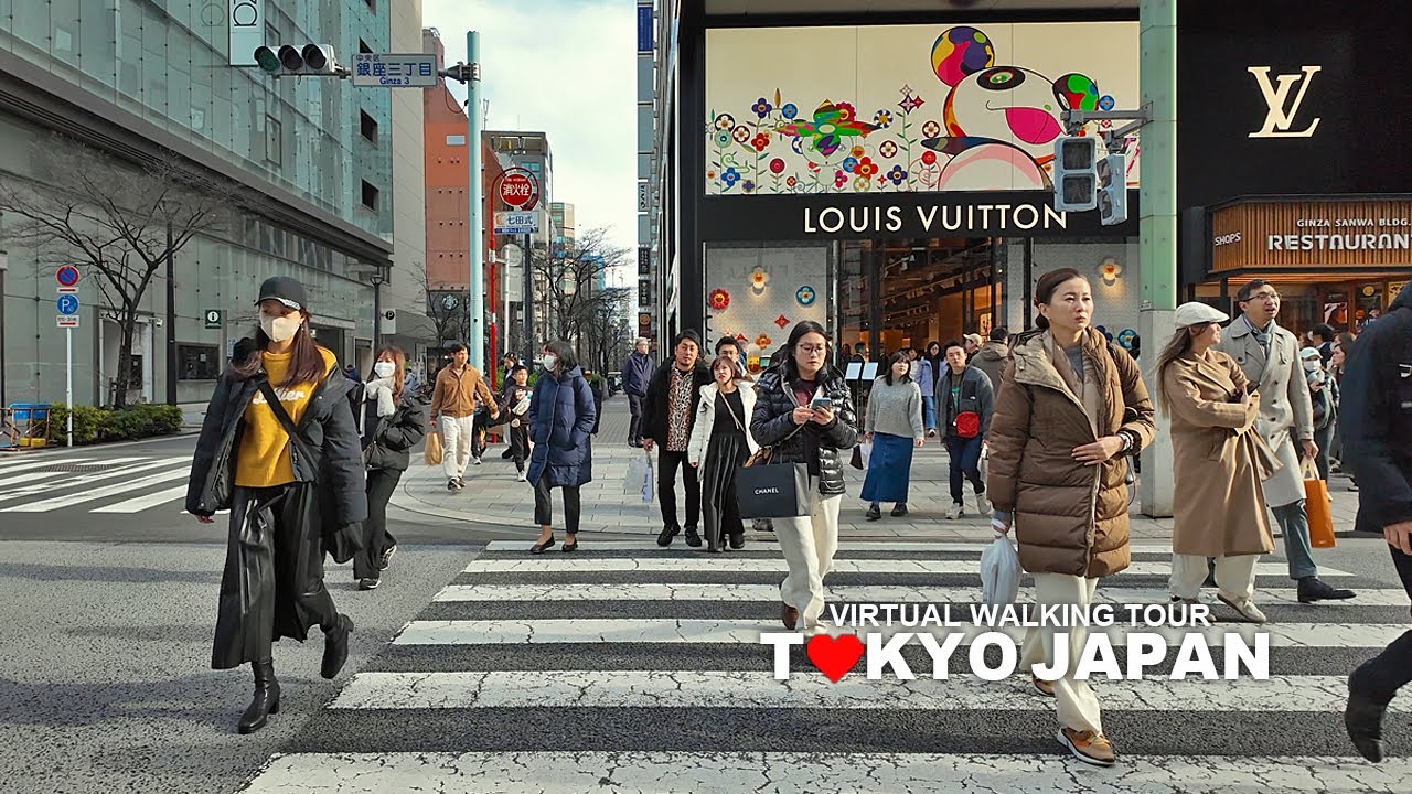 Tokyo Japan, Walking Tour Shinbashi and Ginza, Minato, Chuo City, Travel, 4K