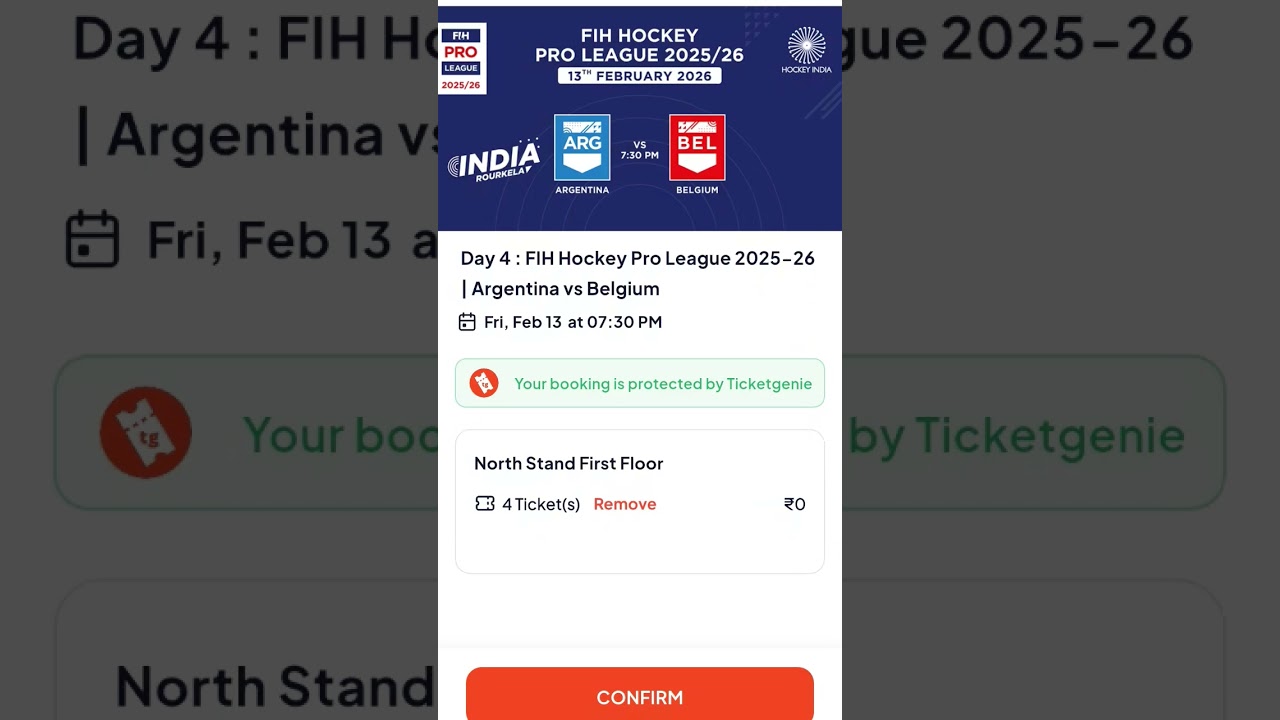 Birsamunda international hockey stadium/start date -10 to 15/ticket booking start for ticketgenie.co