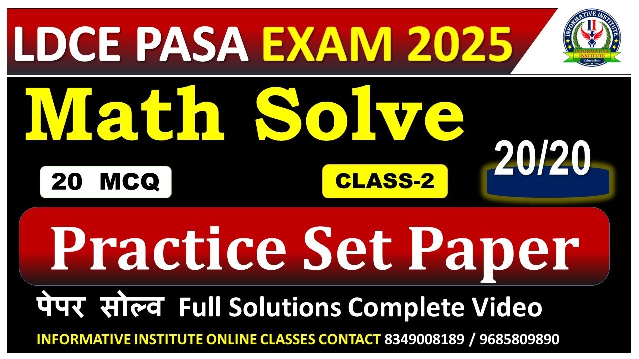 Math Solve 20 Most Questions MTS POSTMAN PASA Exam | Informative Institute Online classes