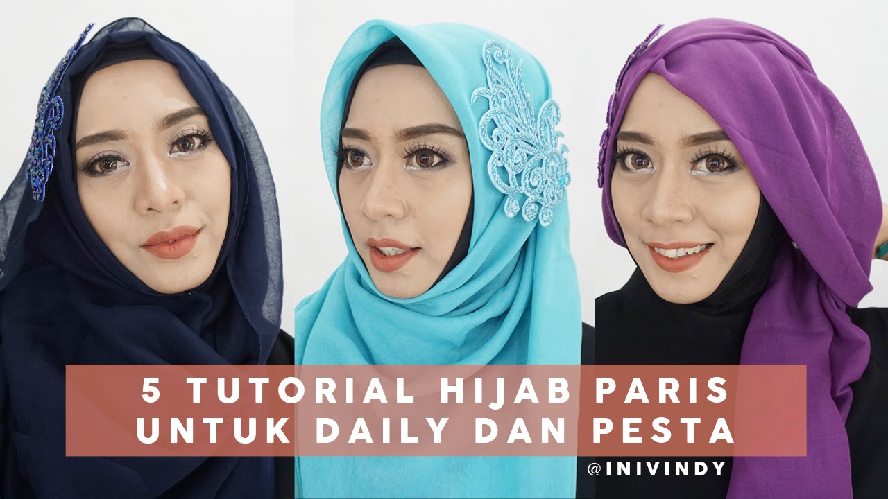 5 Tutorial Hijab Segi Empat Paris Untuk Sehari-hari dan Pesta | IniVindy