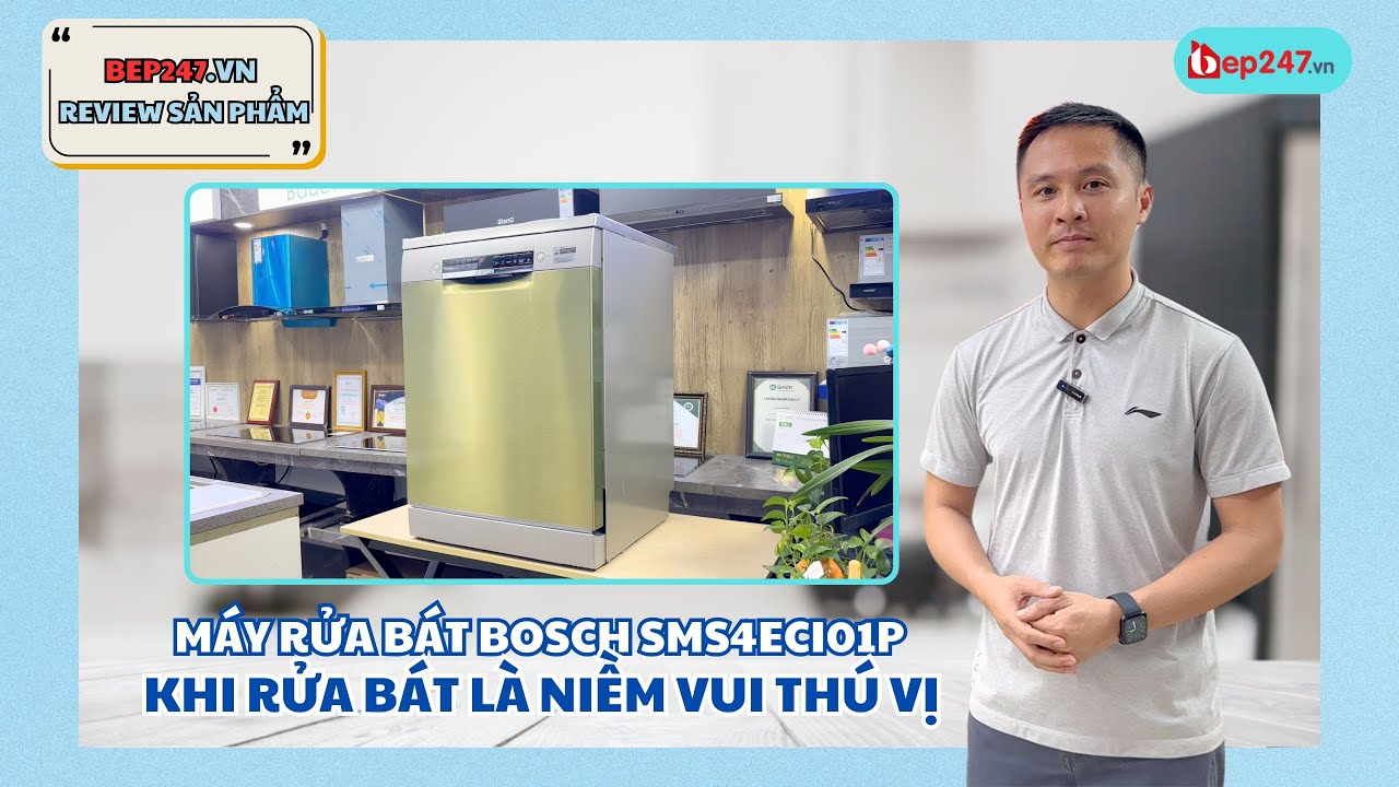 Máy Rửa Bát Bosch SMS4ECI01P | Sấy Hé Cửa Tự Động Thông Minh | BEP247.vn