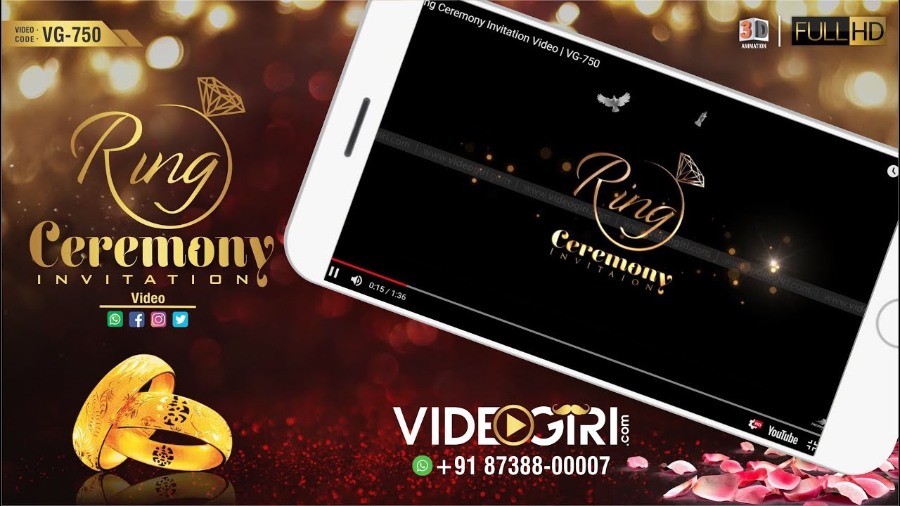 Ring Ceremony Invitation Video | VG-750 | Whatsapp Videos Invite for Engagement