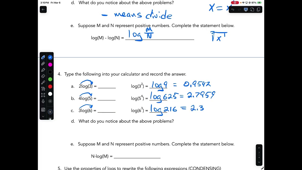 8.2 Properties of Logarithms Part 1