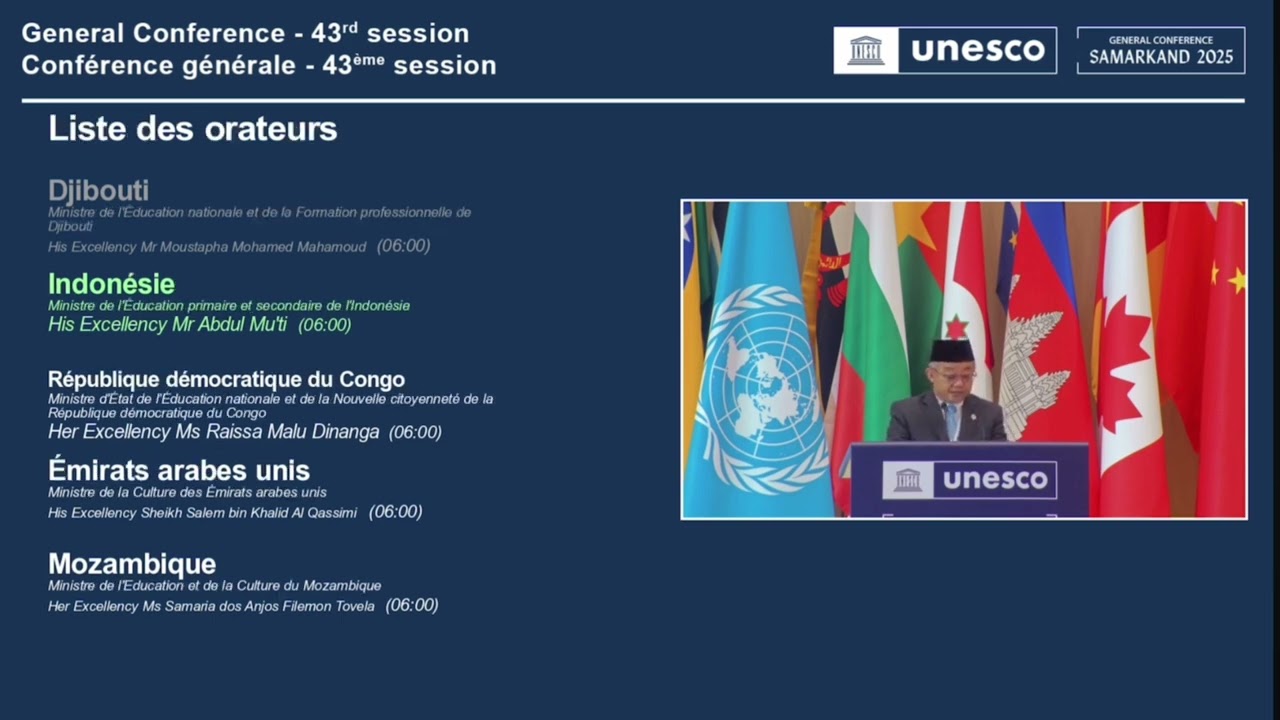 Pidato Mendikdasmen Abdul Mu'ti pada Sidang Umum UNESCO