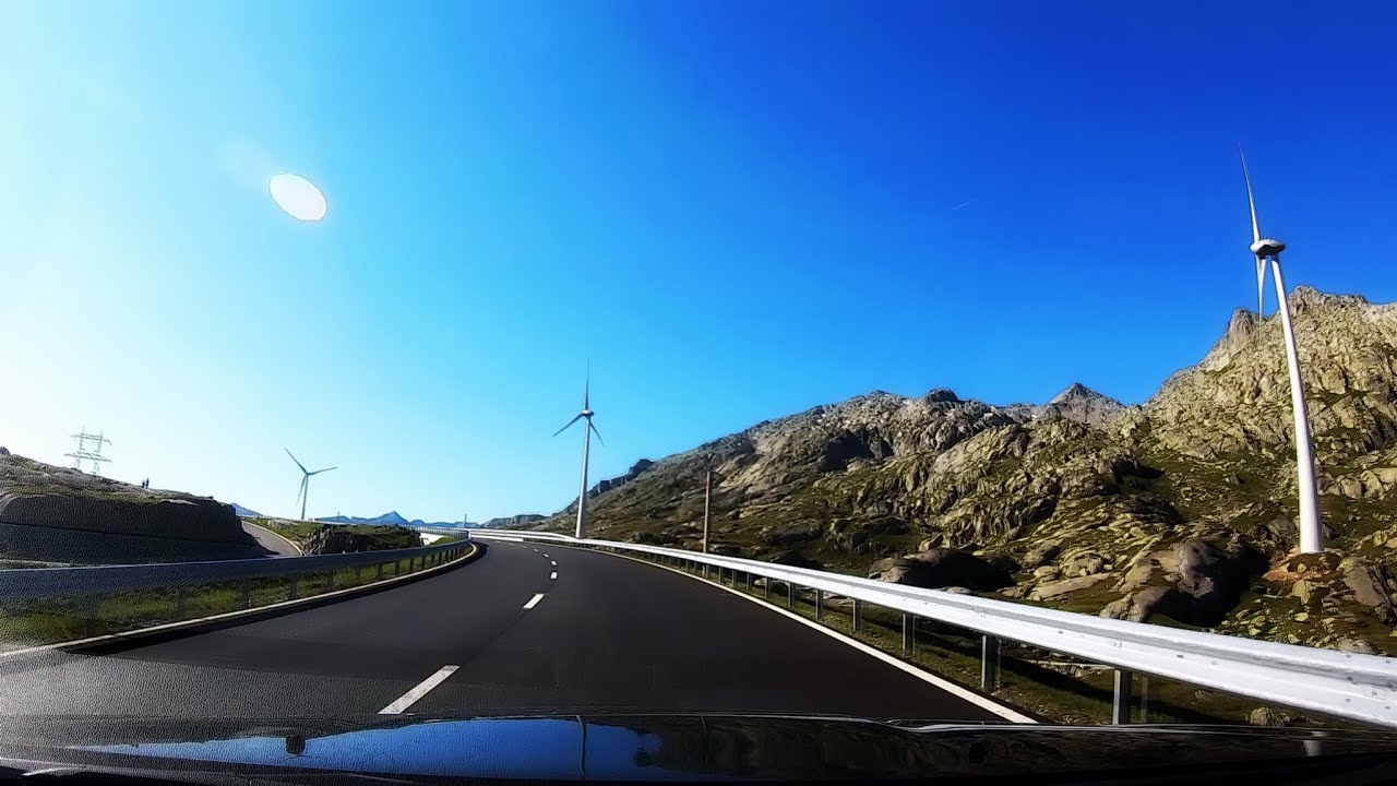 Autofahrt über den Gotthardpass - von Hospental nach Airolo | Schweiz