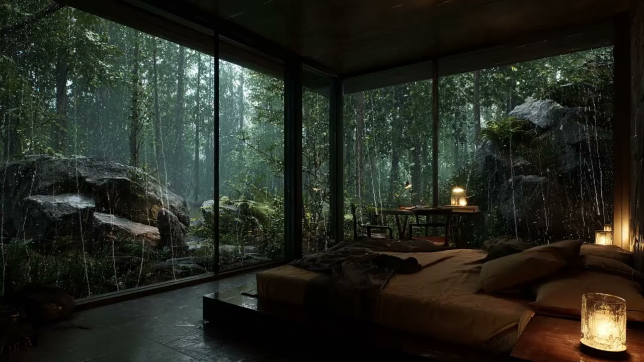 3 Hour Rainstorm and Soft Thunder Sounds for Peaceful Night and Deep Relaxation