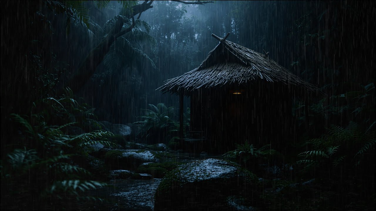 Dark Forest Cabin Rain 🌧️ Deep Sleep ASMR | Night Rain Sounds for Relaxation