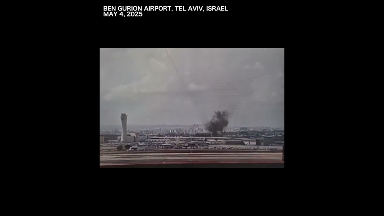 CCTV shows moment missile landing near Israel's Ben Gurion Airport