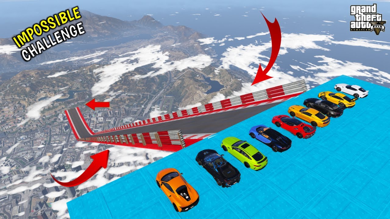 GTA 5 : Super Cars Vs Impossible Sky Jump Challenge | Gta V Stunts | HINDI