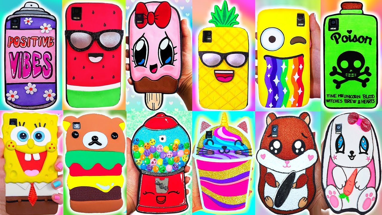 DIY: 12 FUNDAS CASERAS PARA CELULARES TUTORIALES FÁCILES || FUNDAS DE VERANO