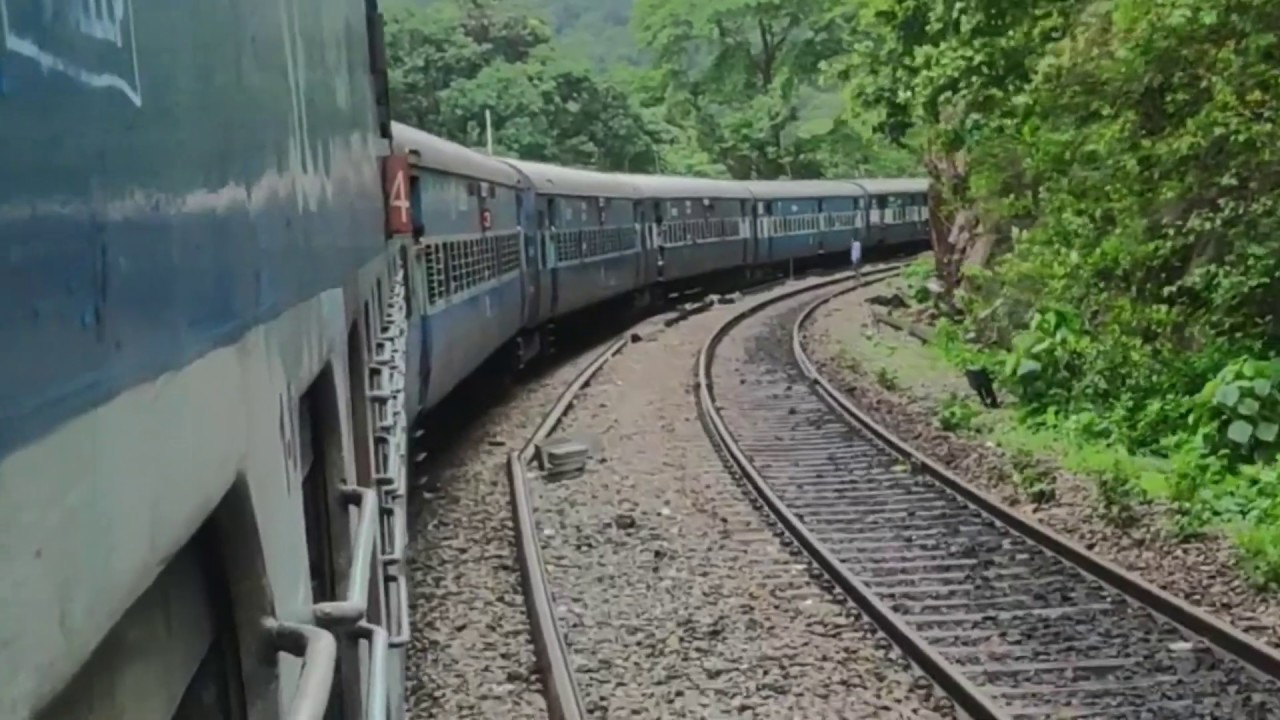 [Indian Railways]:- Braganza Ghats full journey , Dudhsagar waterfalls | Amaravati express