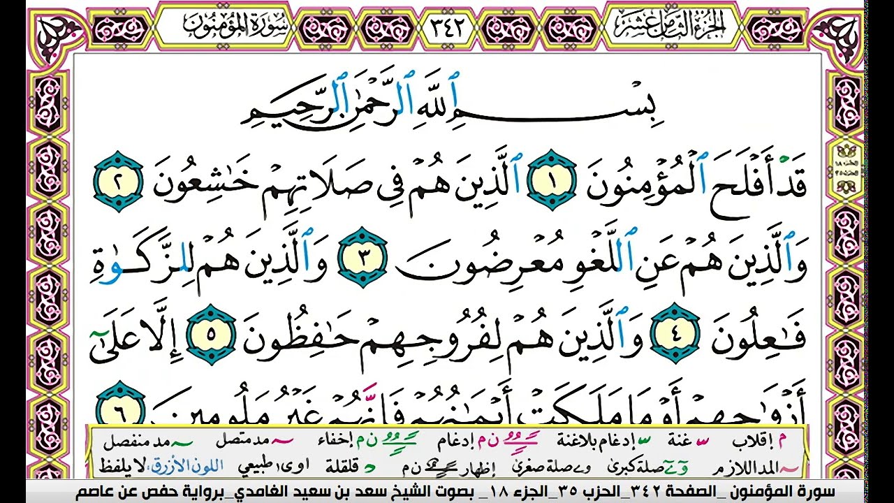 سورة  المؤمنون مكتوبة سعد الغامدي