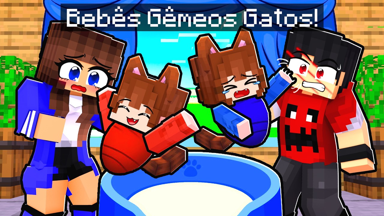 Miika ADOTOU os BEBÊS GÊMEOS GATOS com seu CRUSH no Minecraft ◂Miika▸