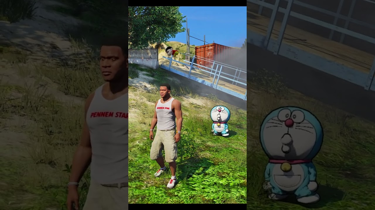 DORAEMON & SHINCHAN GOT PUSHPA VAN IN SPACE ROCKET😱#pennemstar #gtavtelugu #shinchangta5 #shorts