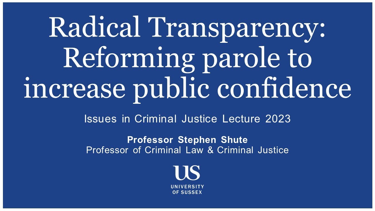 Issues in Criminal Justice Lecture 2023 given by Professor Stephen Shute