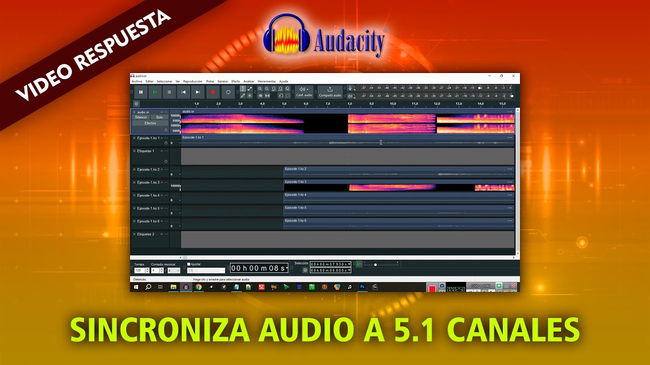 Cómo sincronizar audio de 5.1 canales con pista stereo a 2.0 utilizando Sync Lock de Audacity