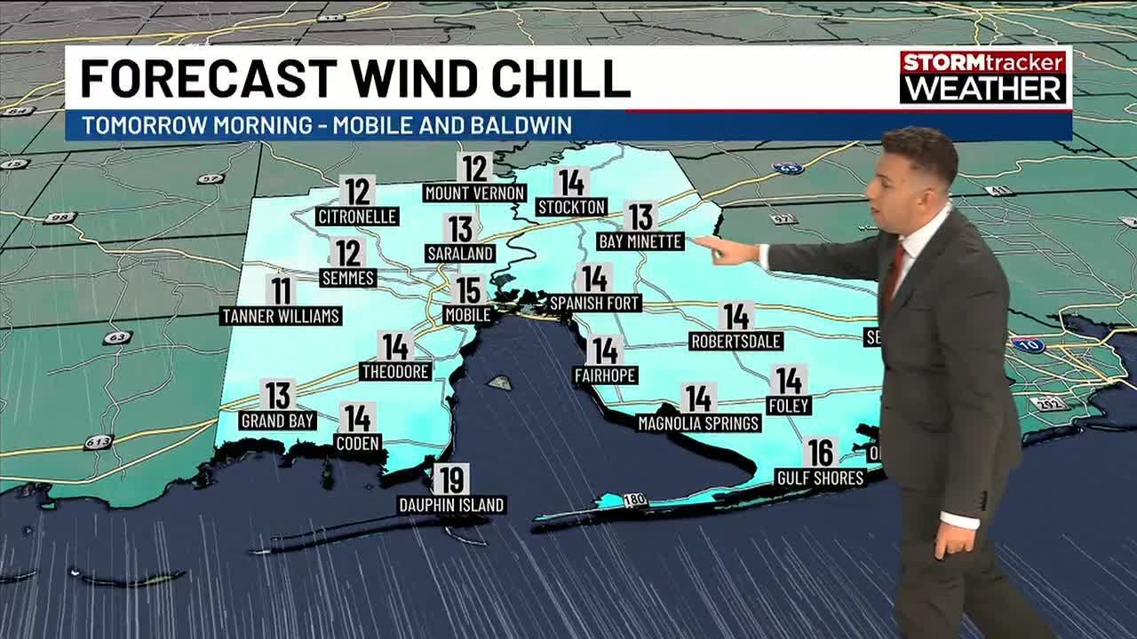 Bitter wind chills expected Monday morning
