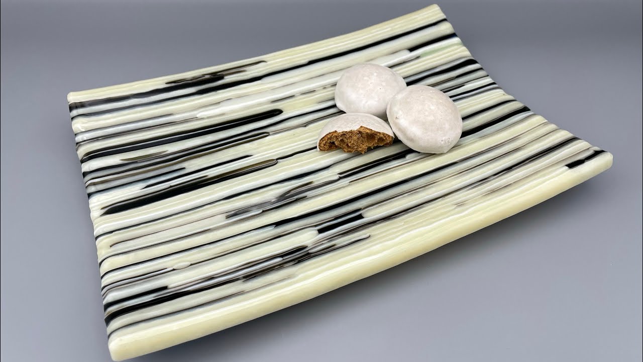 Fused Glass Strip Construction in a Stainless Steel Former/Mold