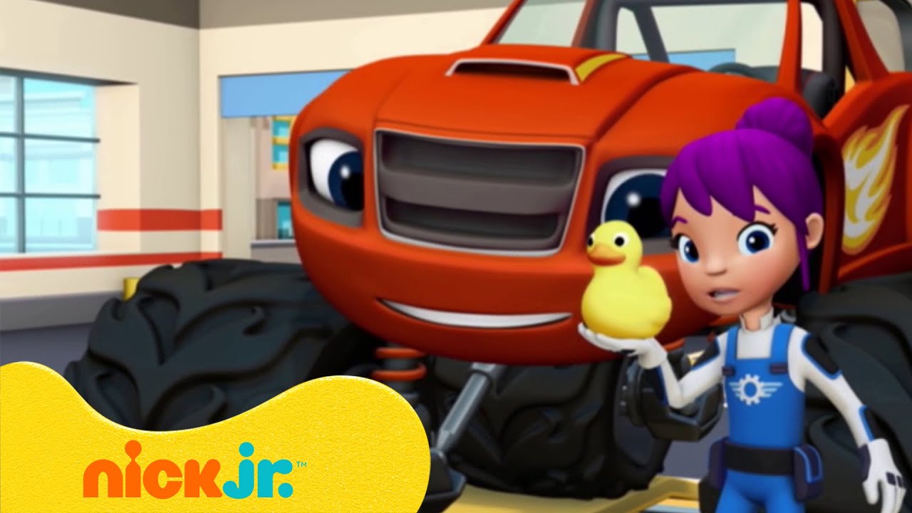 בלייז ומכוניות הענק: ברווז גומי תקוע בגלגל של ברק | ניק ג'וניור