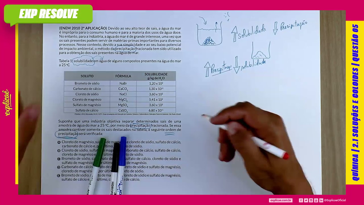 DEVIDO AO SEU ALTO TEOR DE SAIS, A ÁGUA DO MAR É IMPRÓPRIA PARA O CONSUMO (...) |SOLUÇÕES E COLOIDES