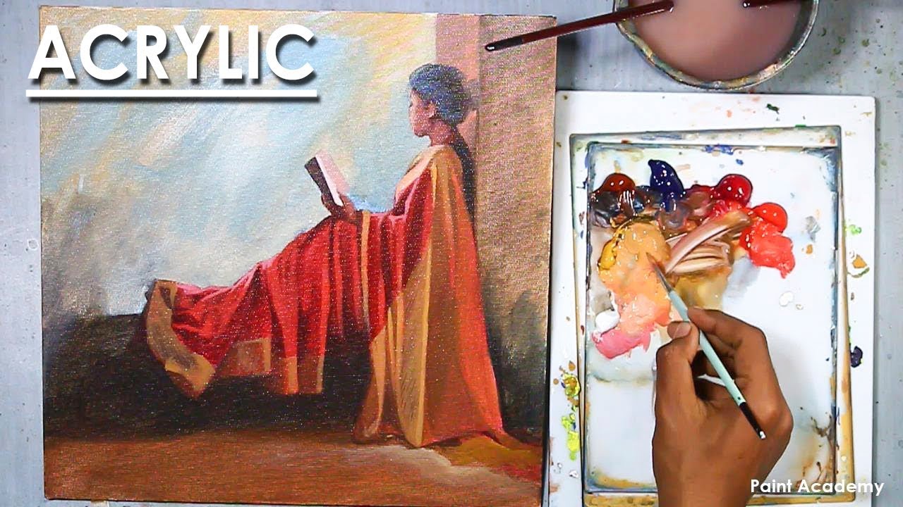 Acrylic Painting : The Posture of A Model, Part-1 (An Indian Woman in Sari)