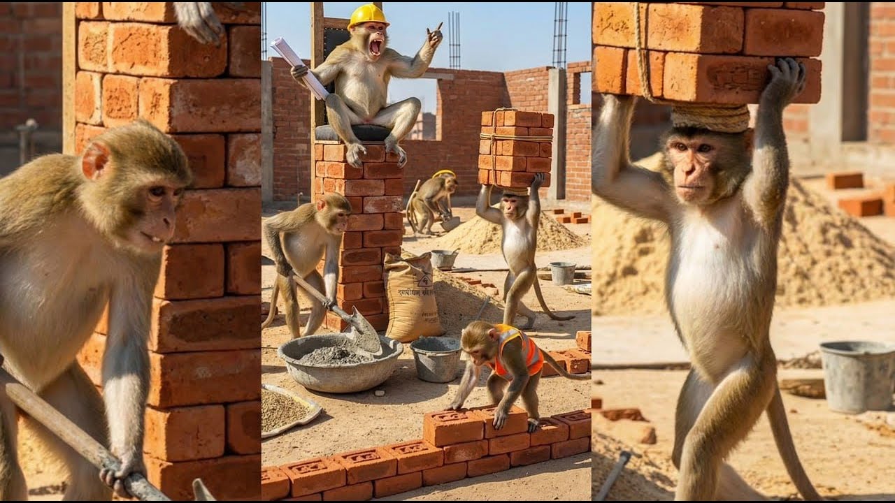 Watch: Monkeys Construct Mud Hut in India – Amazing Craftsmanship Revealed!