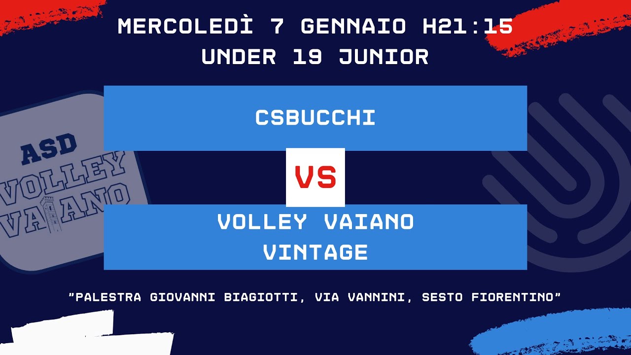07/01/2026 | Under 19 Junior | CSBUCCHI vs PVP VOLLEY VAIANO VINTAGE | Giornata n. 14