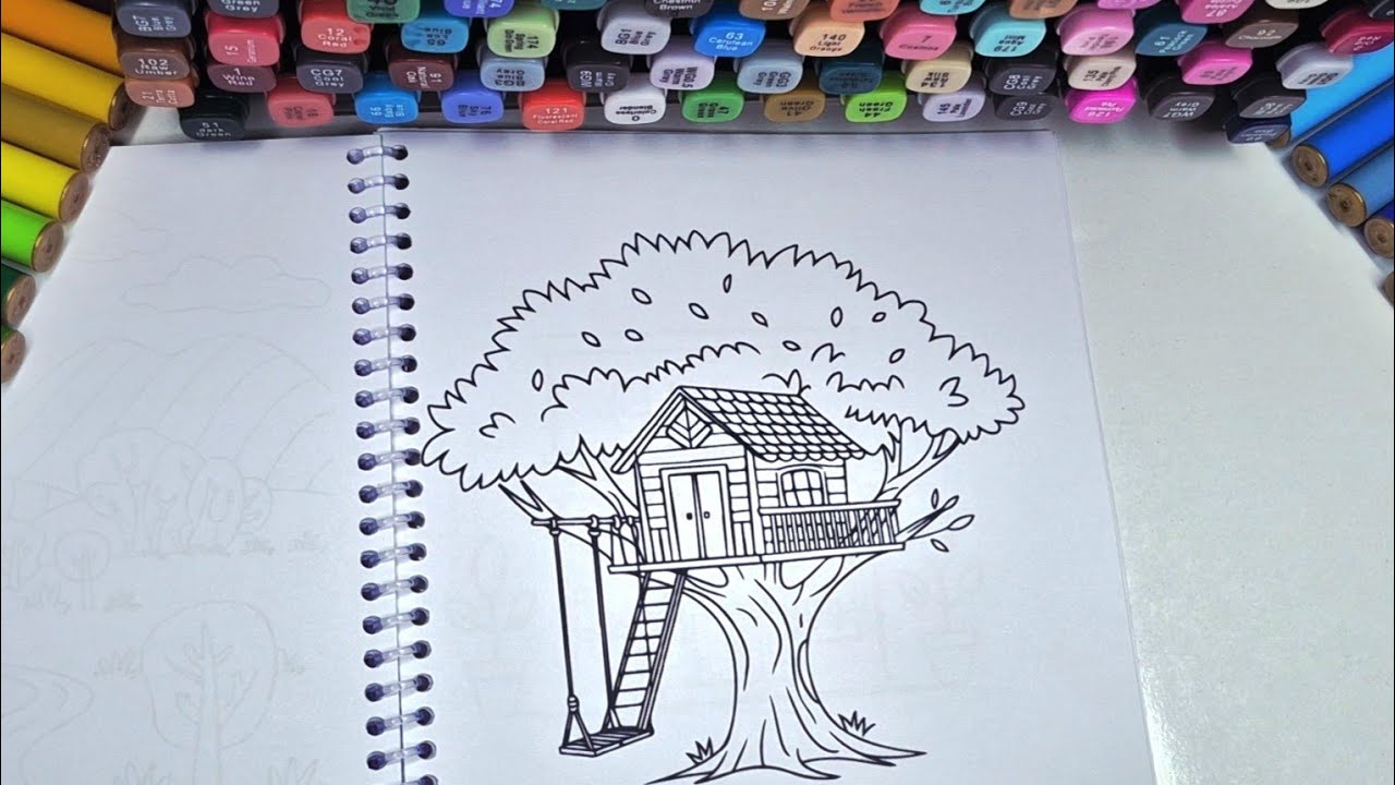 ASMR Color with Me | Cozy Treehouse Coloring Book for Relaxation | Soft & Calm Vibes