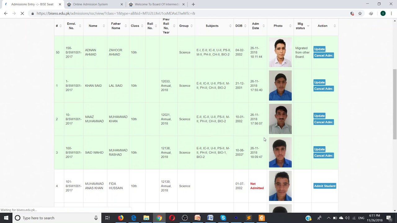 Tutorial video for online admission system. BISE Saidu Sharif, Swat (10th Class)