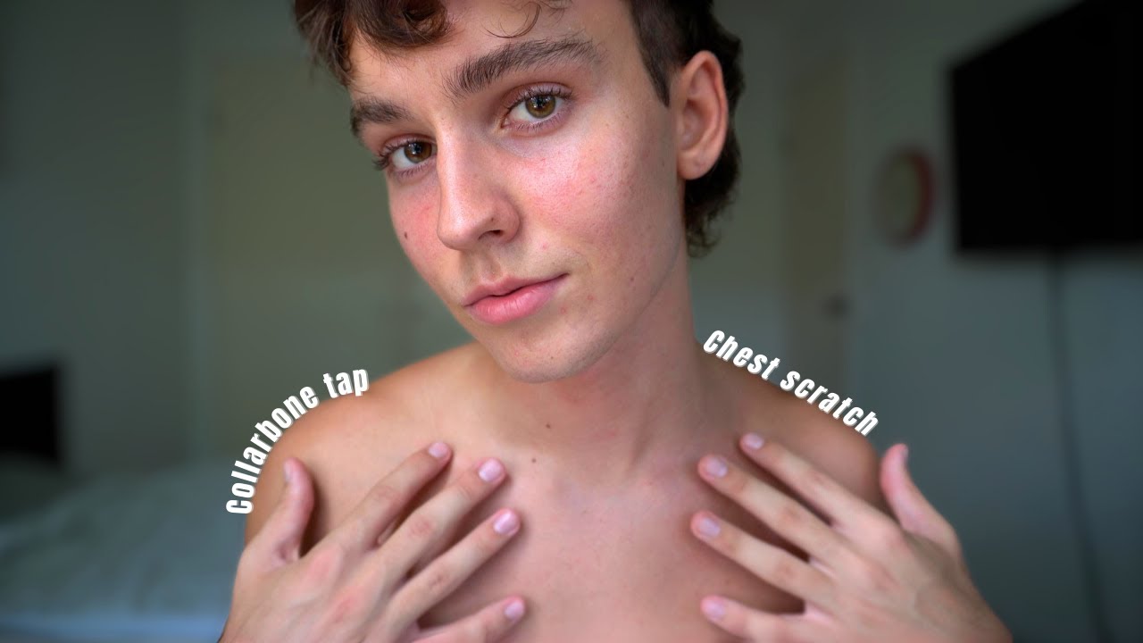 ASMR Collarbone Tapping/Scratching & Chest Tapping/Rubbing (mouth sounds)
