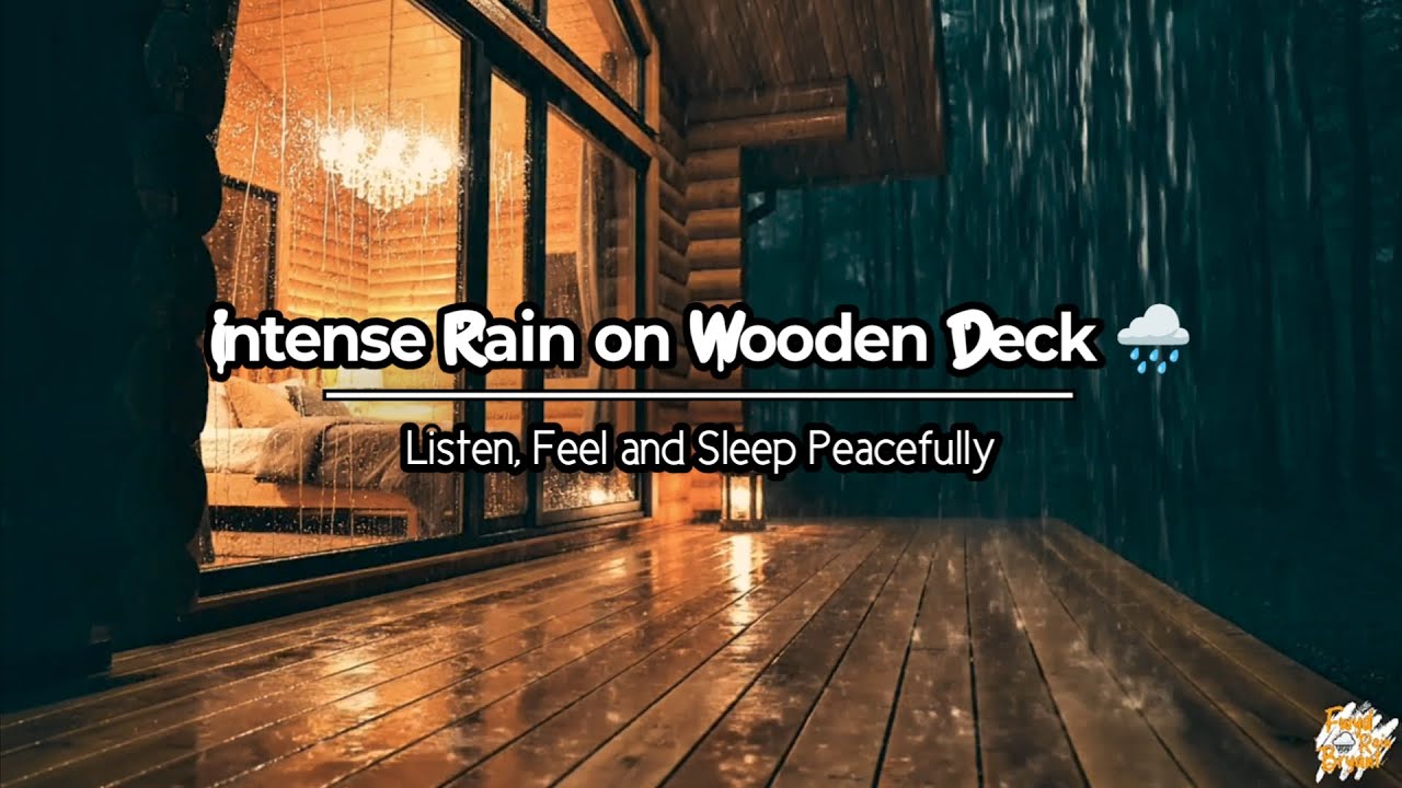 Intense Rain on Wooden Deck 🌧️ | Cozy Cabin Ambience