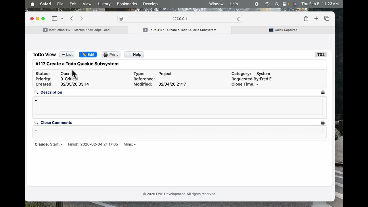 Video 1: Starting Claude to work on my application.