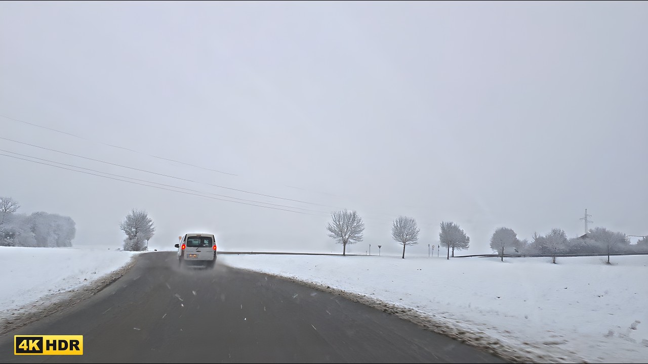 Snow Storm Drive | 4K HDR 60fps | Soft LoFi Beats | Starnberg - Munich