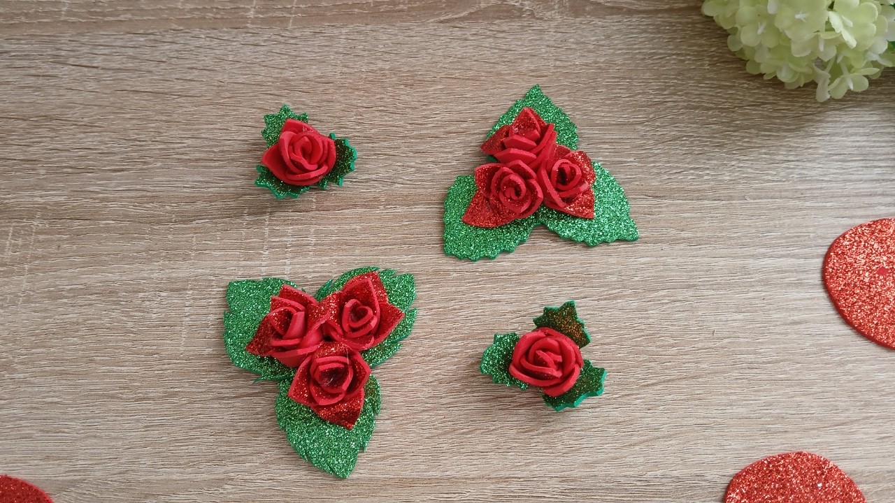 Simple craft - How to make Glitter foam rose / DIY flowers home decoration