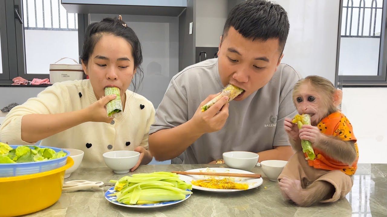 So Touching! Dad, Monkey Cubis were surprised when Auntie did special thing!