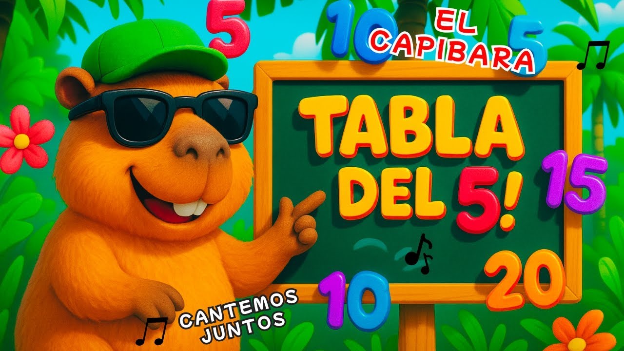CANTA 🎵 la TABLA del 5 con Capibara! | Multiplicaci&oacute;n Divertida para Ni&ntilde;os 🐾✋