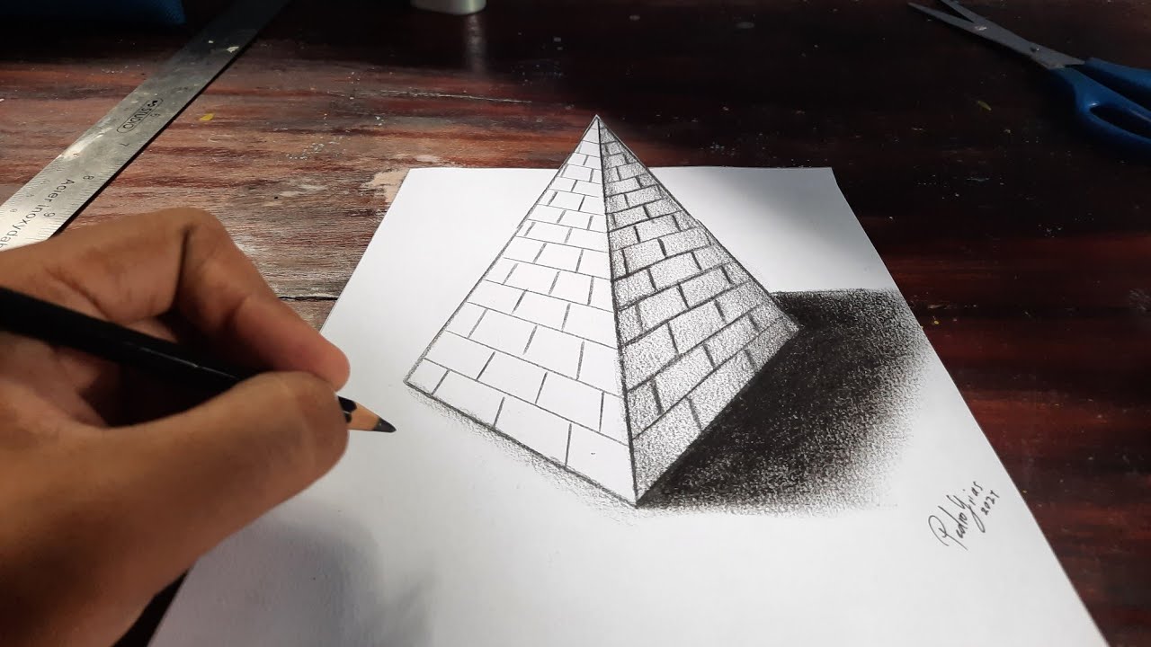 Cómo Dibujar una Pirámide en 3D Super fácil