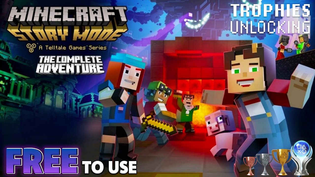 Minecraft: Story Mode - All Trophies/Achievements Unlocking | PS4 1080p 60 FPS (FREE TO USE)