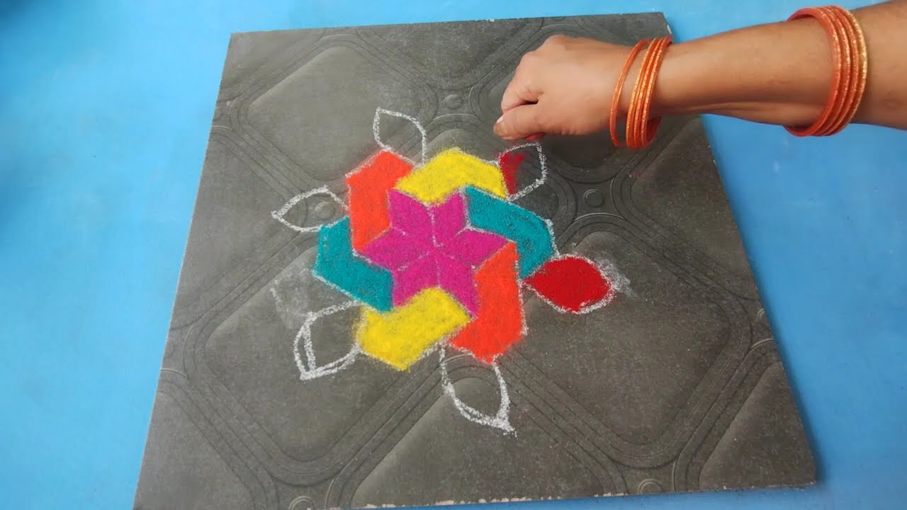 बिगिनर्स के लिए सबसे आसान रंगोली | Classic Rangoli Craft #muggulu#kolam#viral#subscribe#youtuber 