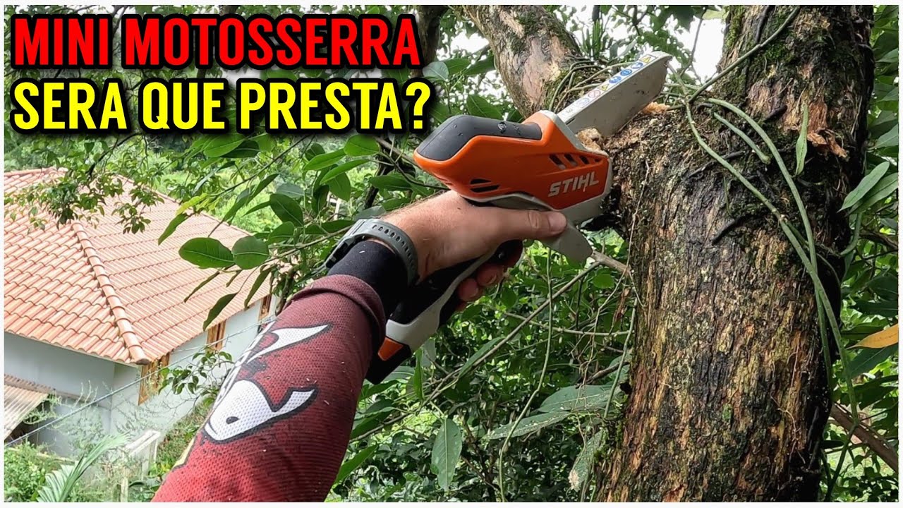 Testando uma mini MOTOSSERRA A BATERIA cortando galhos no sitio ( Stihl GTA 26 )