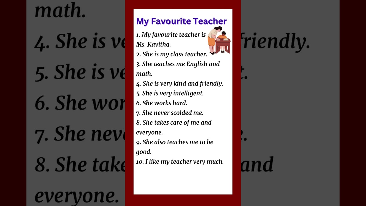 My favourite teacher essay for kids||10 lines on my favourite teacher in English #myteacheressay