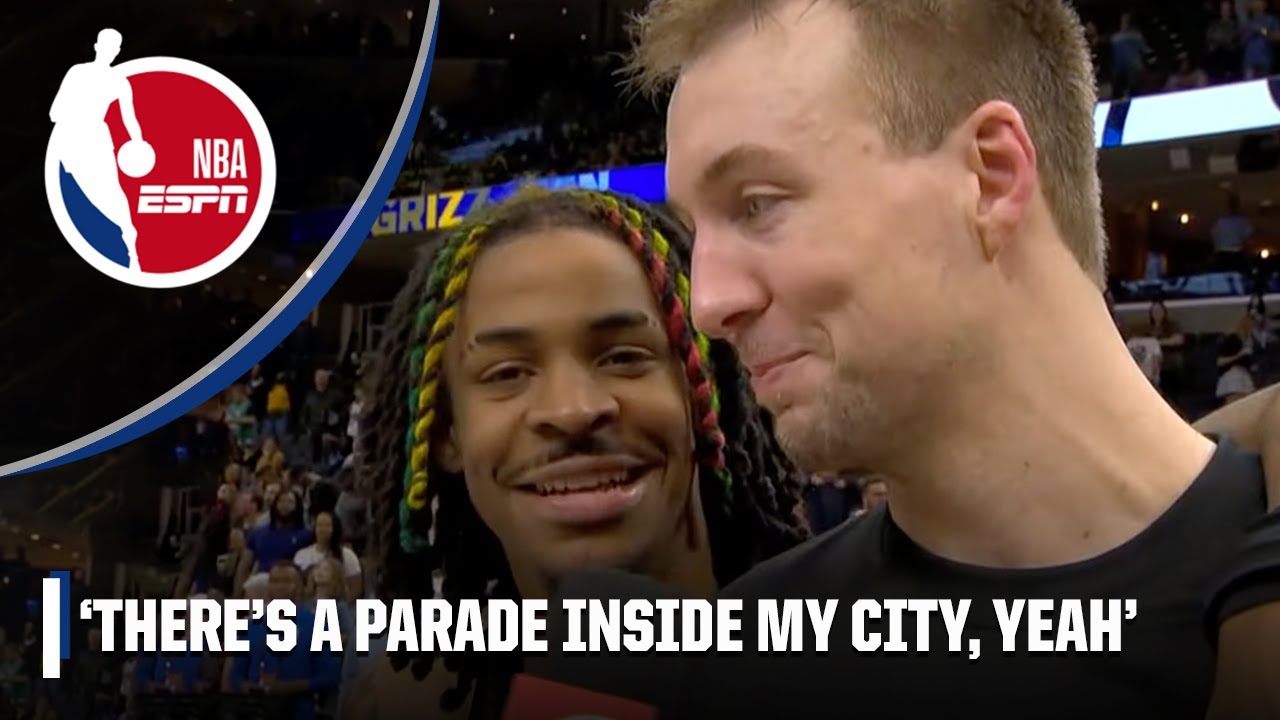 Ja interrupts Kennard's interview to tell him 'there's a parade inside my city, yeah' | NBA on ESPN