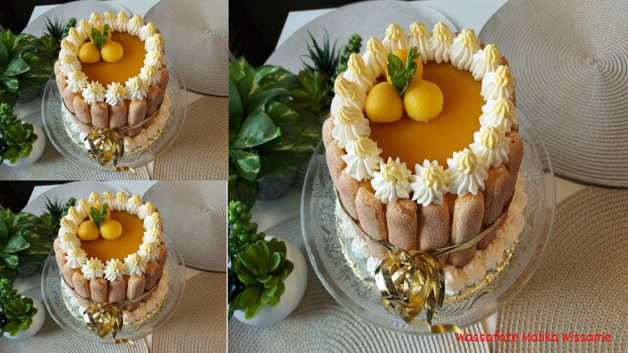 Charlotte à la mangue, une tuerie !!! تحلية لذيذة و راقية لجميع المناسبات (شغلوط).