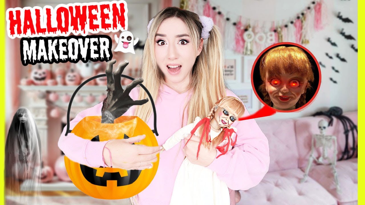 Mache nicht Nachts Halloween room MAKEOVER im ZIMMER last minute mit ANNABELLE alleine vor Halloween