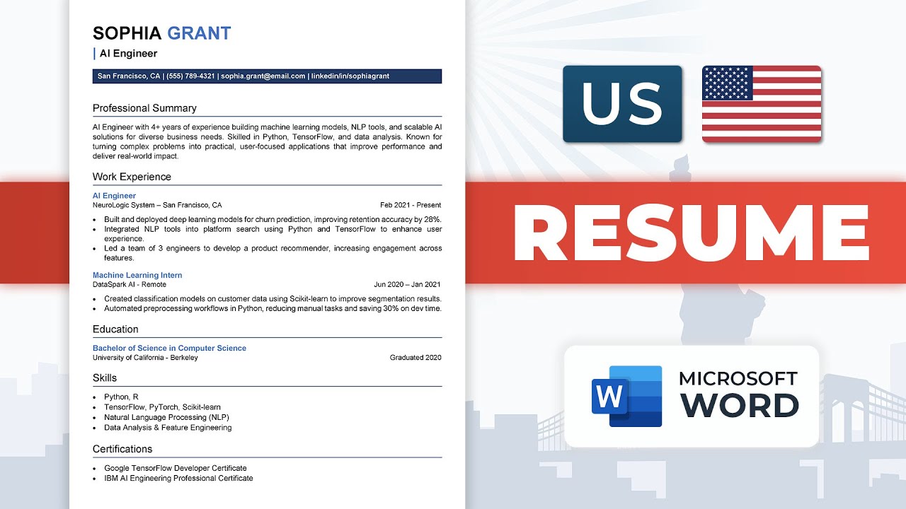 How to Make Resume in MS Word | US Resume Format | Free Template 2026