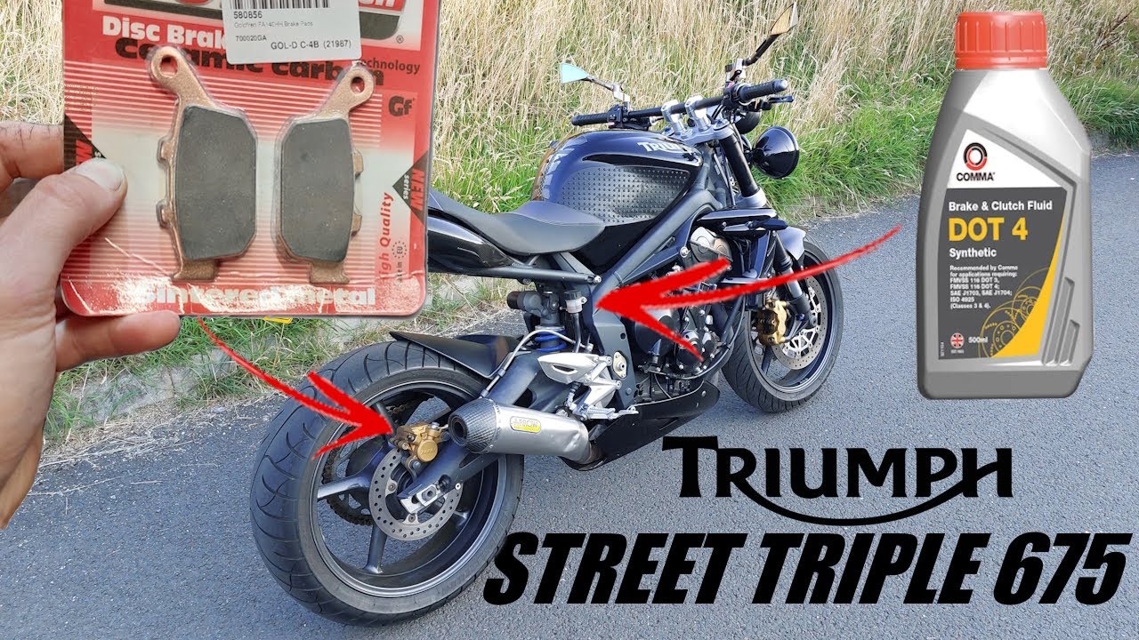 Triumph Street Triple 675 Rear Brake Pad replacement / Rear Brake fluid change