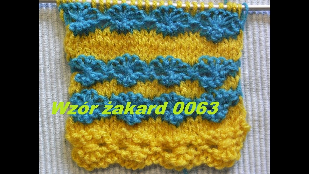 Wz&oacute;r żakard 0063*Rob&oacute;tki na drutach *Dzierganie dla początkujących Tutorial